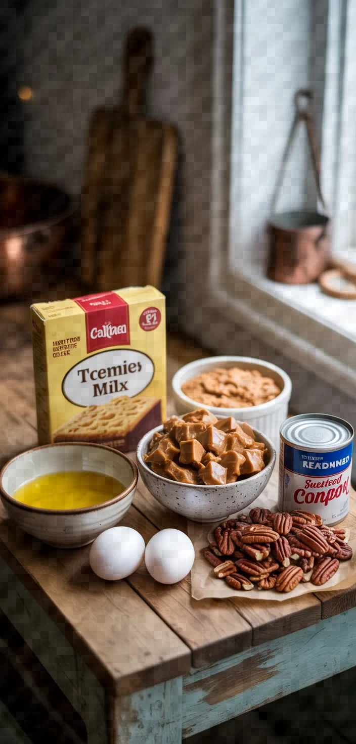 Ingredients photo for Cake Mix Toffee Bars Recipe