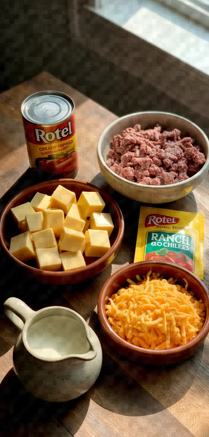 Ingredients photo for Cheesy Rotel Ranch Queso Recipe