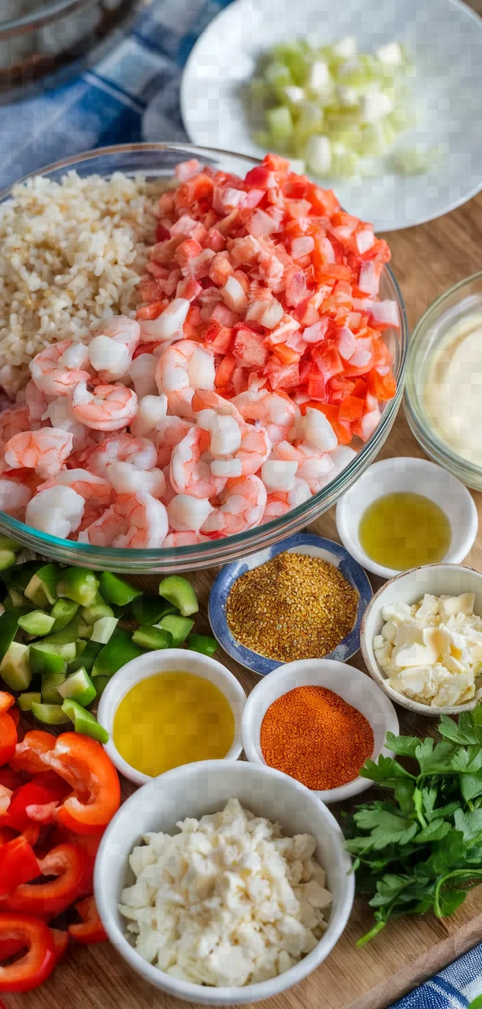 Ingredients photo for Crab And Shrimp Stuffed Bell Peppers Recipe