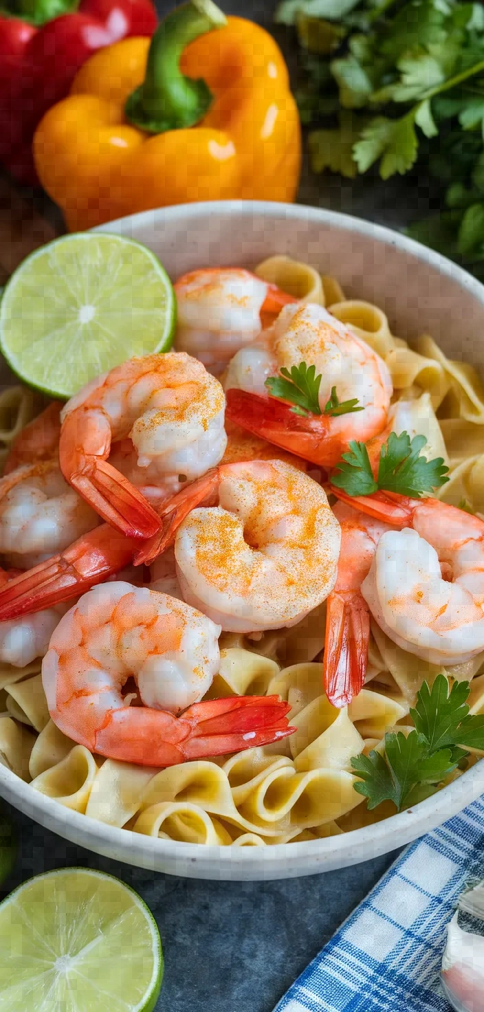 Ingredients photo for Creamy Jamaican Shrimp Rasta Pasta Recipe