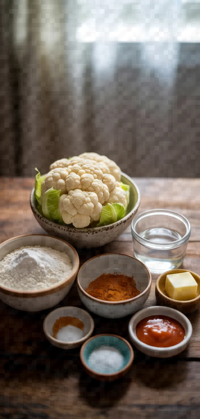 Ingredients photo for Air Fryer Cauliflower Buffalo Wings Recipe