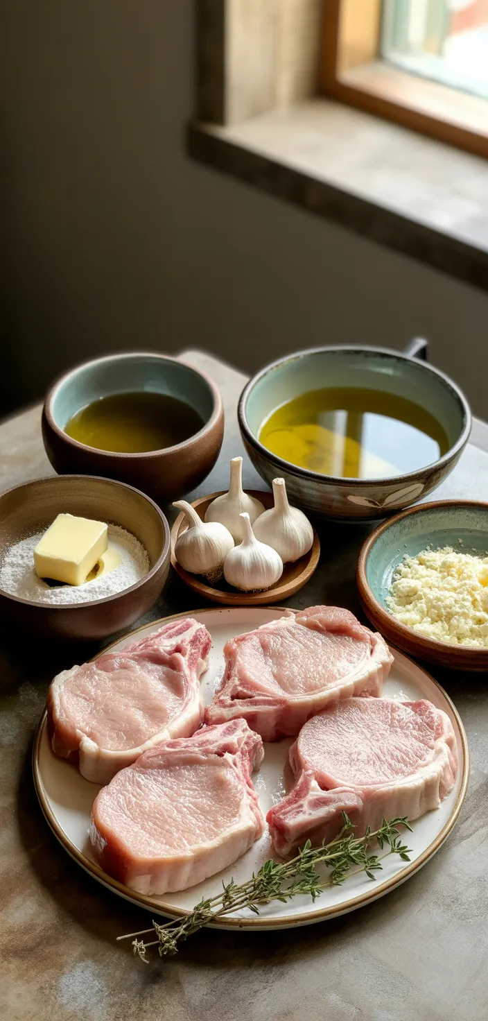 Ingredients photo for Creamy Garlic Pork Chops Recipe