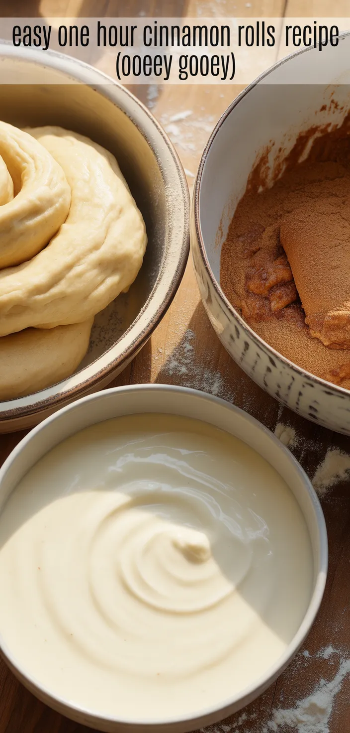 Ingredients photo for Easy One Hour Cinnamon Rolls Recipe (Ooey Gooey)