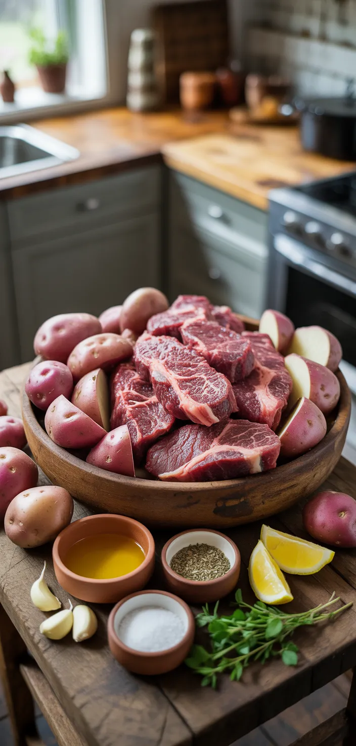 Ingredients photo for Garlic Butter Steak And Potato Foil Packets Recipe