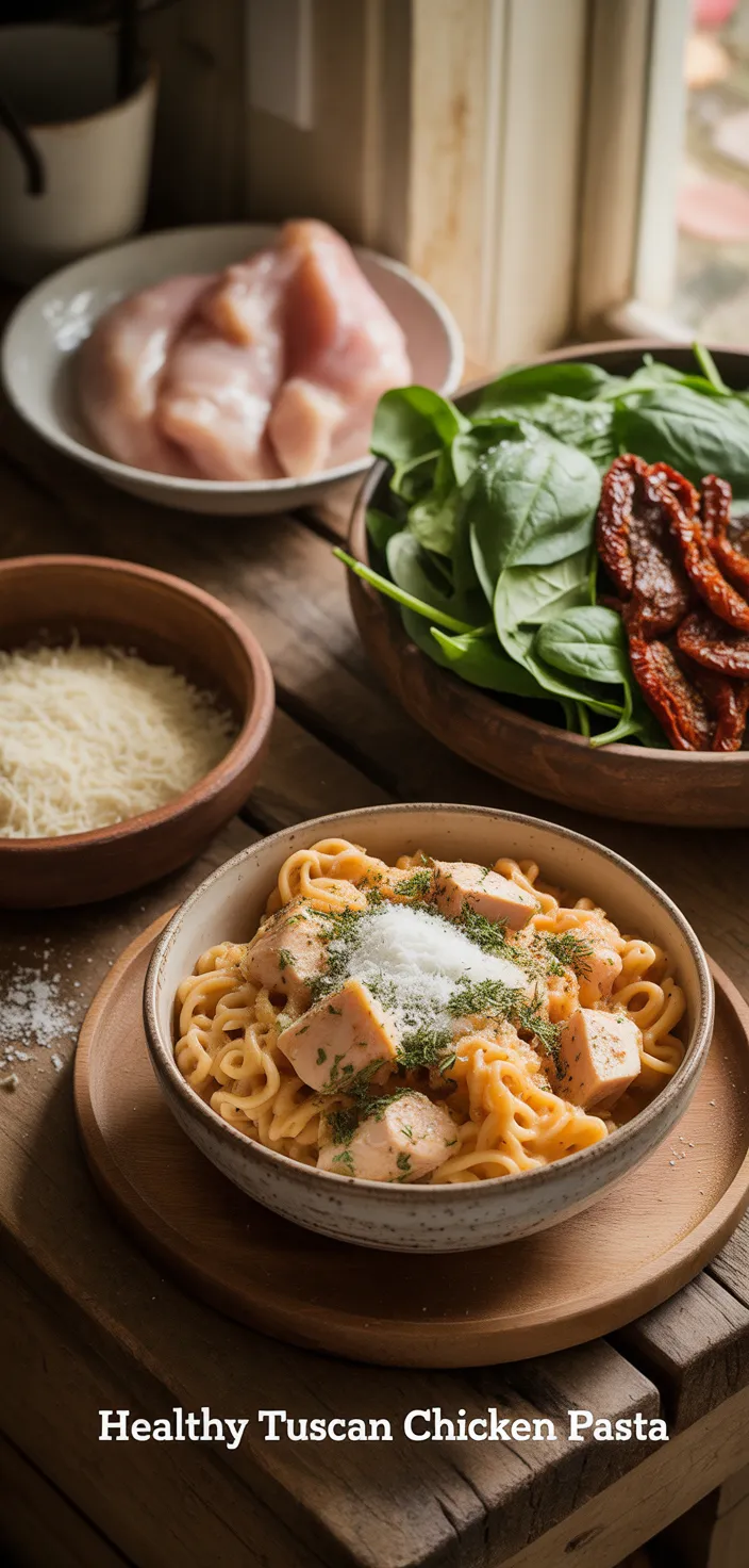 Ingredients photo for Healthy Tuscan Chicken Pasta  Recipe