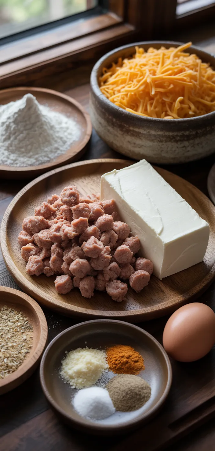 Ingredients photo for Keto Cream Cheese Sausage Balls Recipe