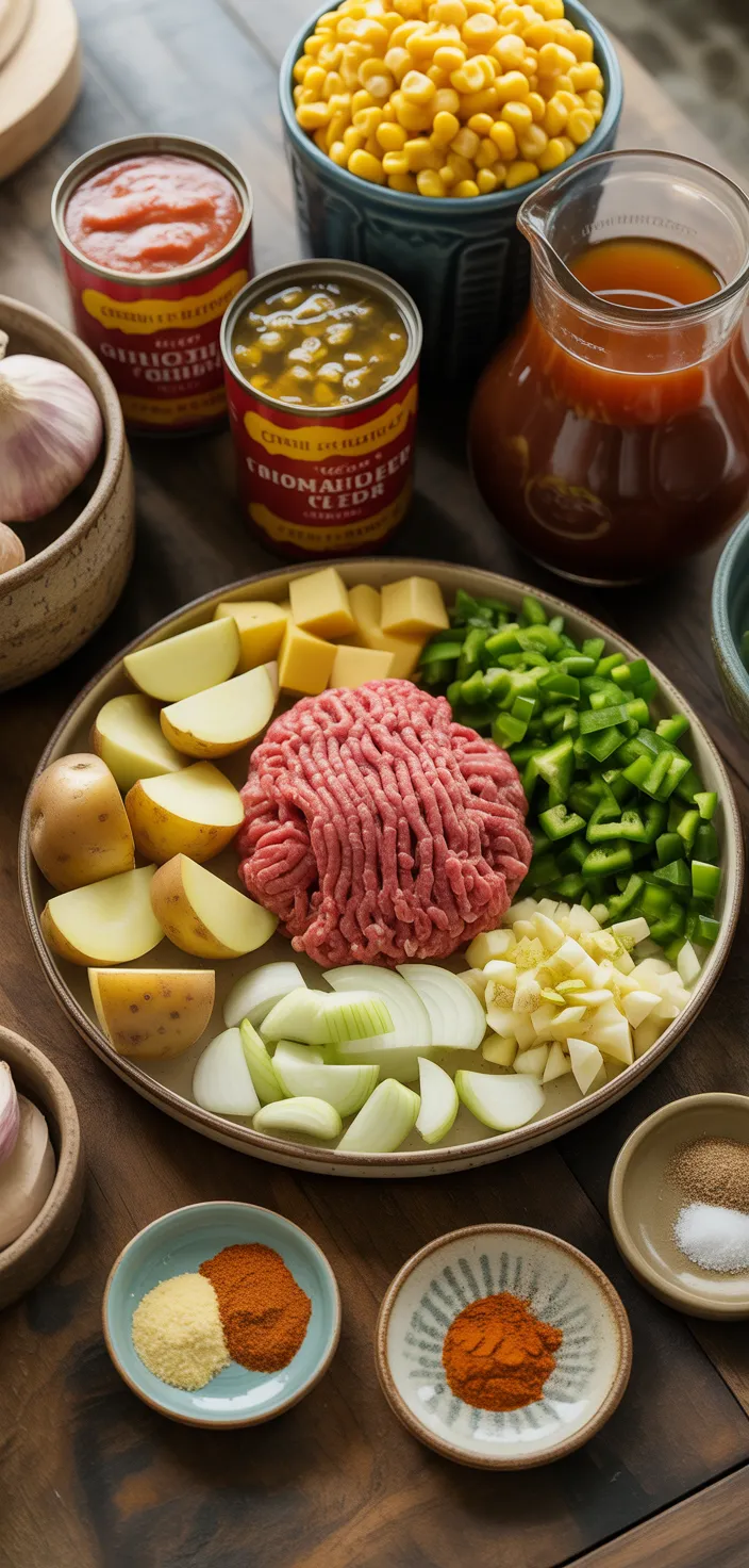 Ingredients photo for Slow Cooker Cowboy Casserole  Recipe