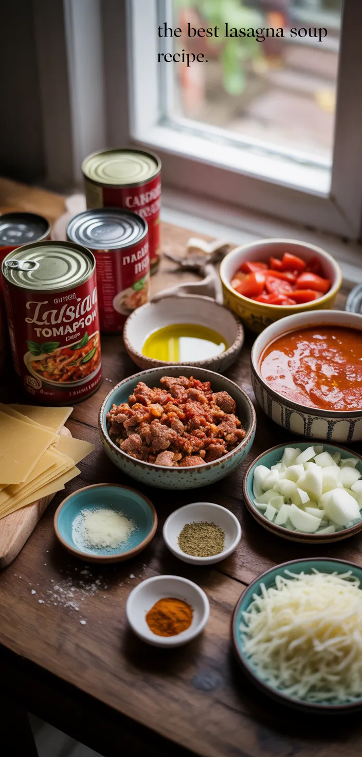 Ingredients photo for The Best Lasagna Soup Recipe