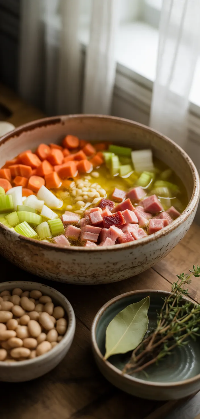 Ingredients photo for Easy Ham And Bean Soup Recipe