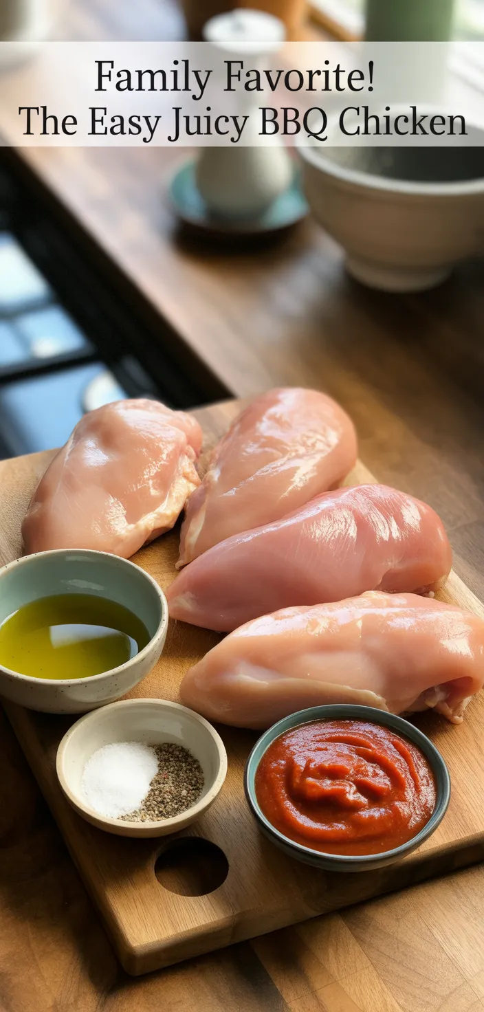 Ingredients photo for FAMILY FAVORITE! THE BEST EASY JUICY BBQ CHICKEN Recipe