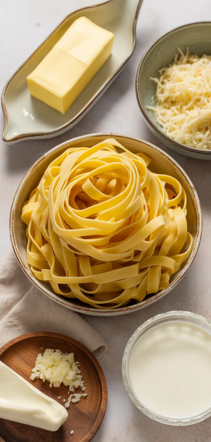 Ingredients photo for The Best Fettuccine Alfredo Recipe
