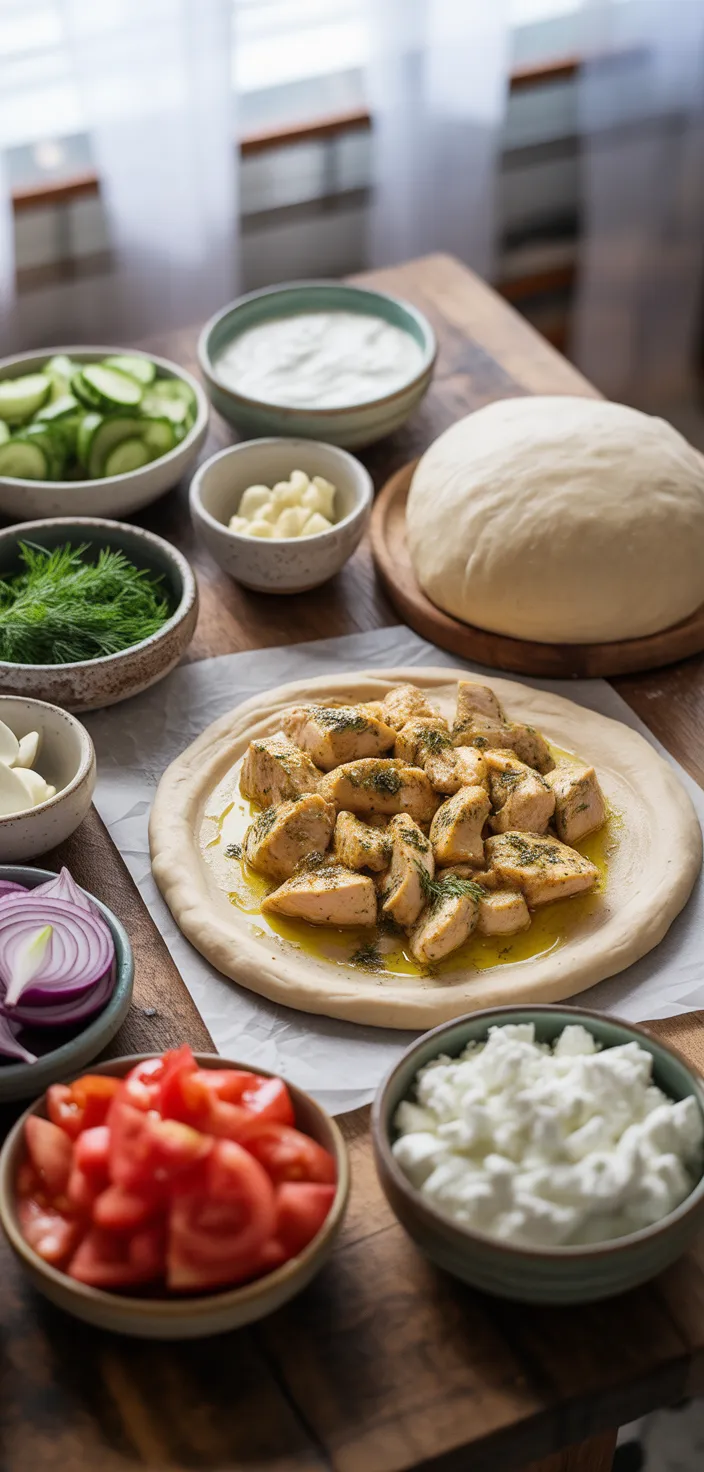 Ingredients photo for Tzatziki Chicken Pizza Recipe