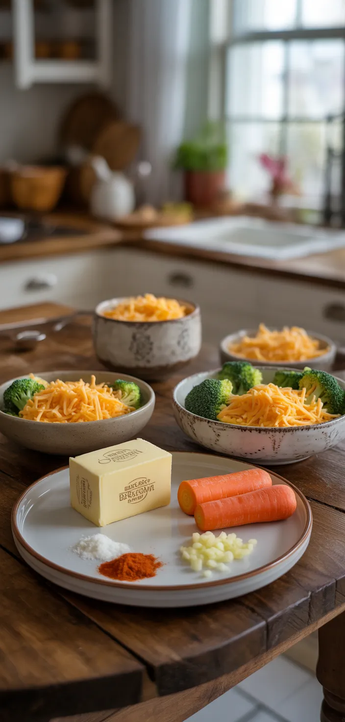 Ingredients photo for Creamy Broccoli Cheddar Soup Recipe