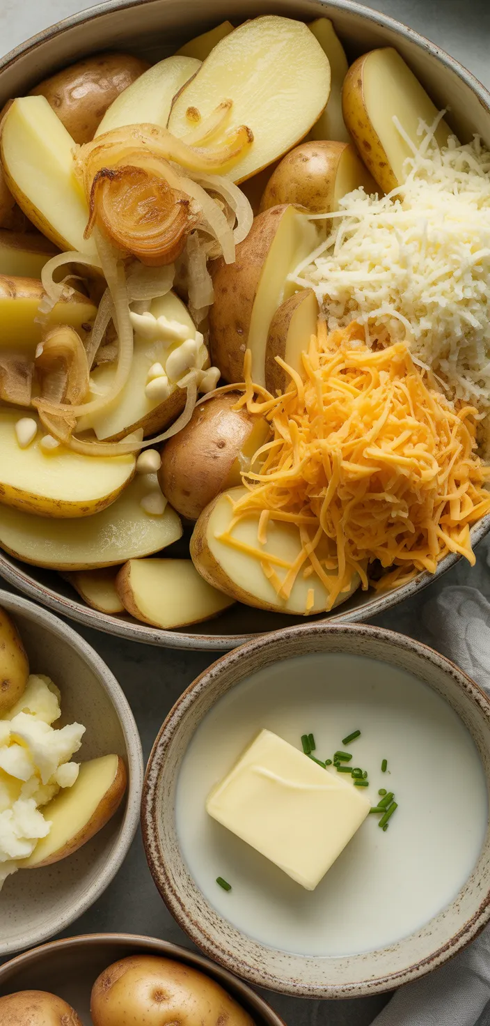Ingredients photo for Creamy & Cheesy Au Gratin Potatoes Recipe