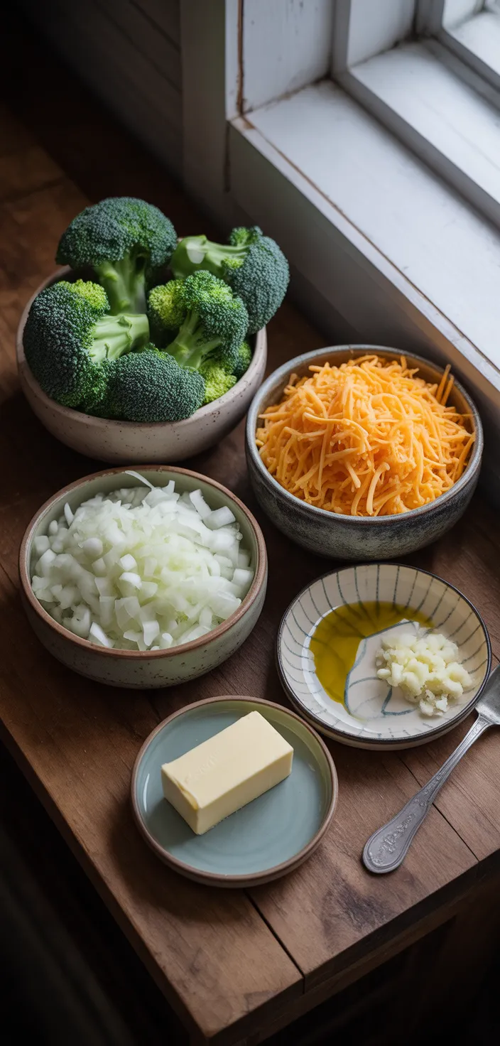 Ingredients photo for Easy Broccoli Cheddar Soup Recipe