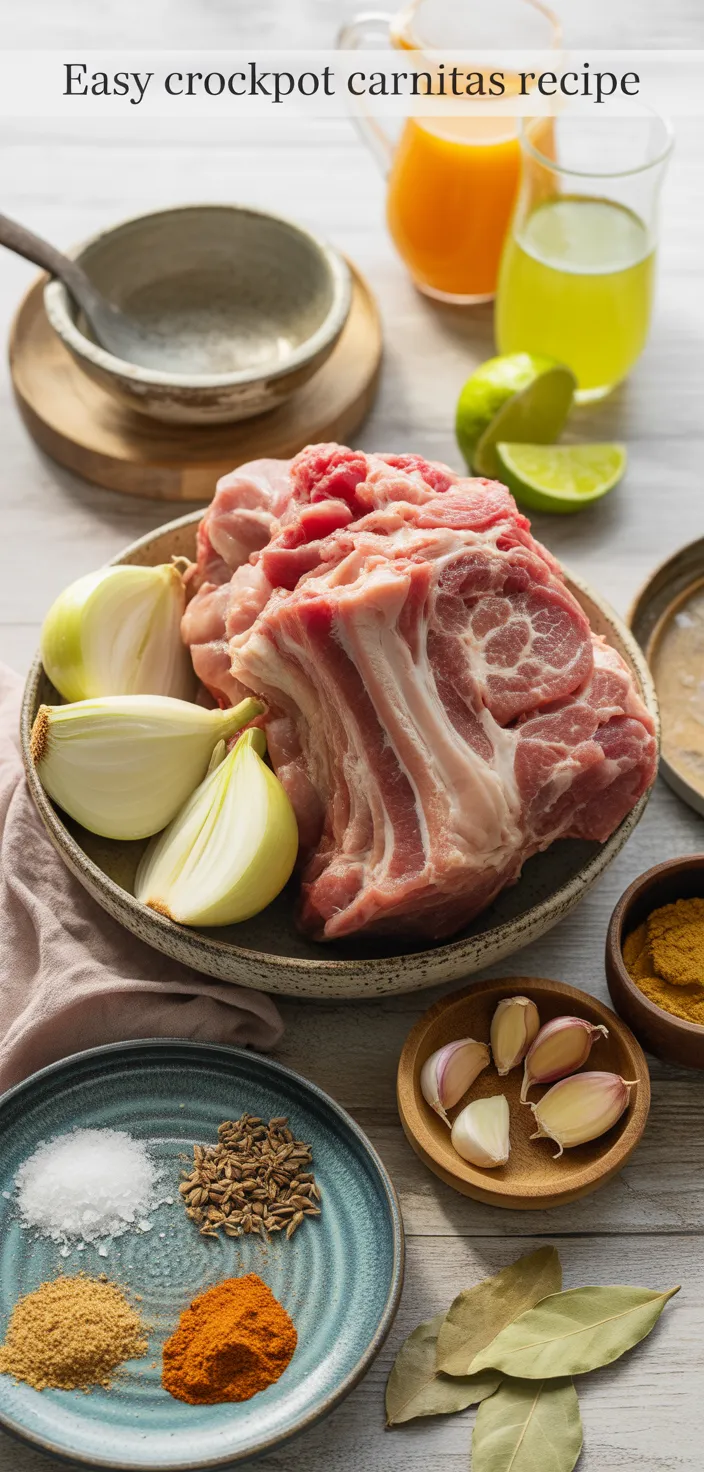 Ingredients photo for Easy Crockpot Carnitas Recipe