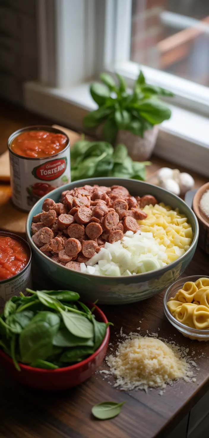 Ingredients photo for Easy Italian Sausage Tortellini Soup Recipe