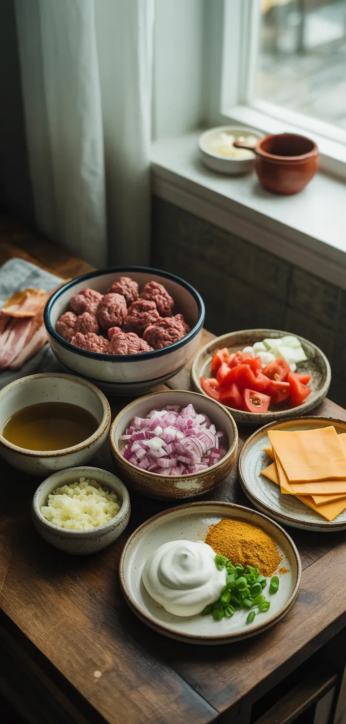 Ingredients photo for Easy Low Carb Cheeseburger Soup Recipe