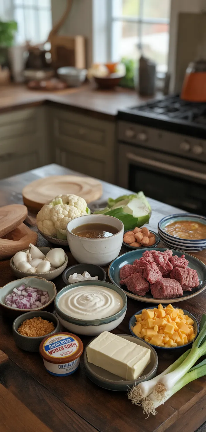 Ingredients photo for Keto Cheeseburger Soup Recipe