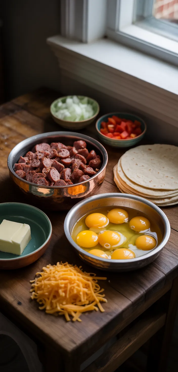 Ingredients photo for Sausage Egg And Cheese Breakfast Roll Recipe