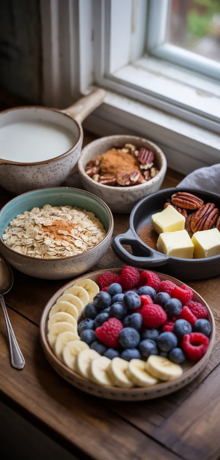 Ingredients photo for Slow Cooker Oatmeal With Berries, Bananas, And Pecans Recipe