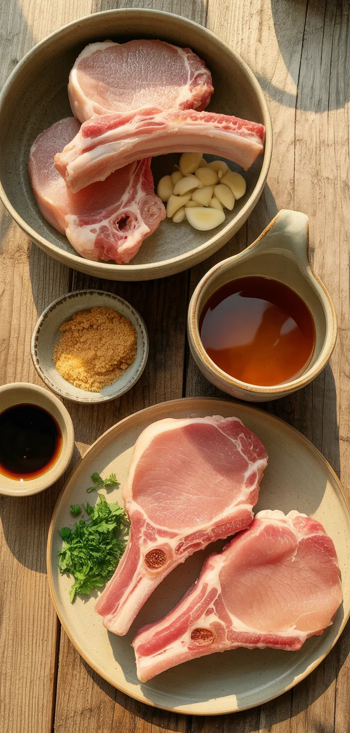Ingredients photo for Sweet Honey Garlic Pork Chops Recipe