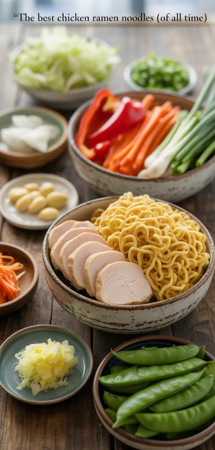 Ingredients photo for The Best Chicken Ramen Noodles [Of All Time] Recipe
