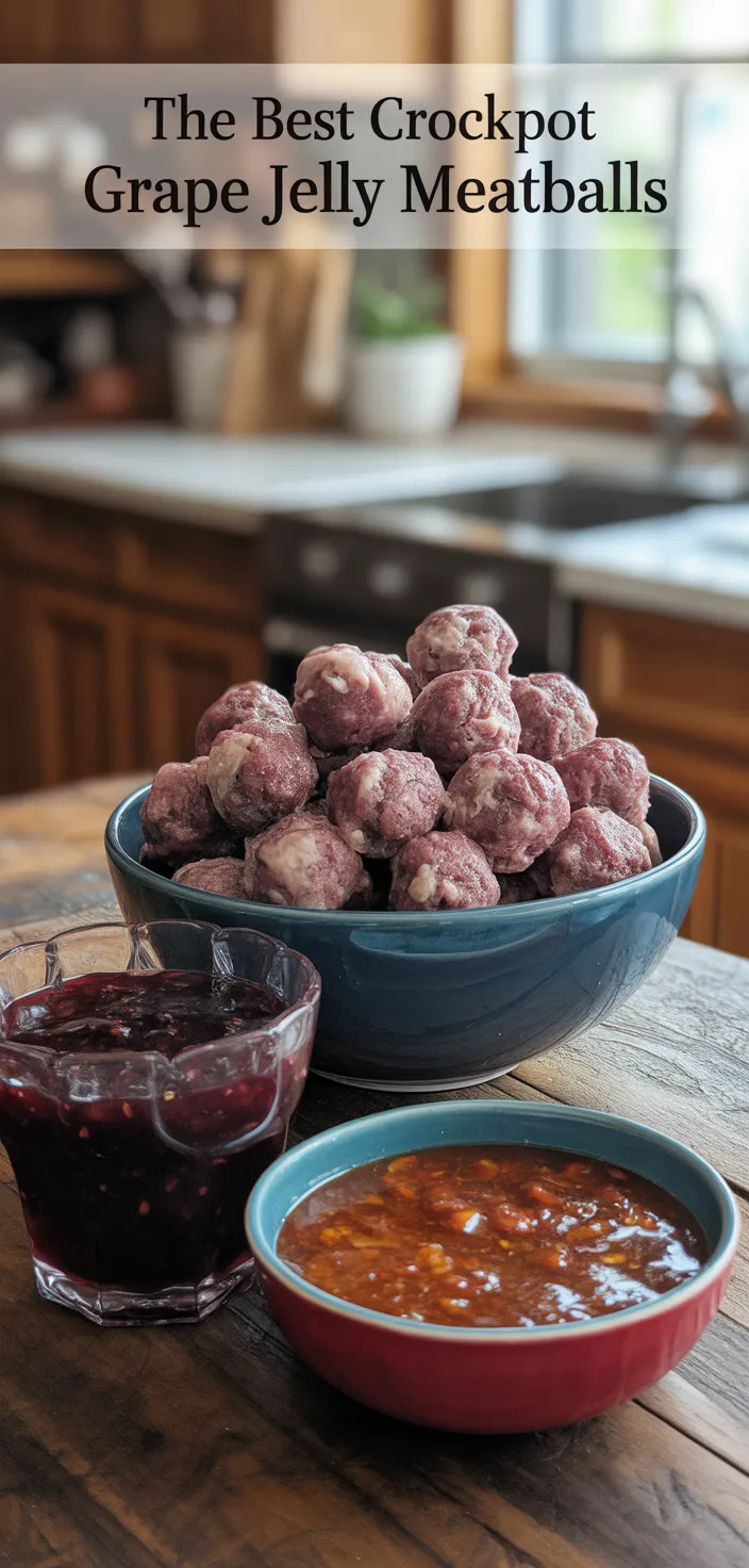 Ingredients photo for The Best Crockpot Grape Jelly Meatballs Recipe