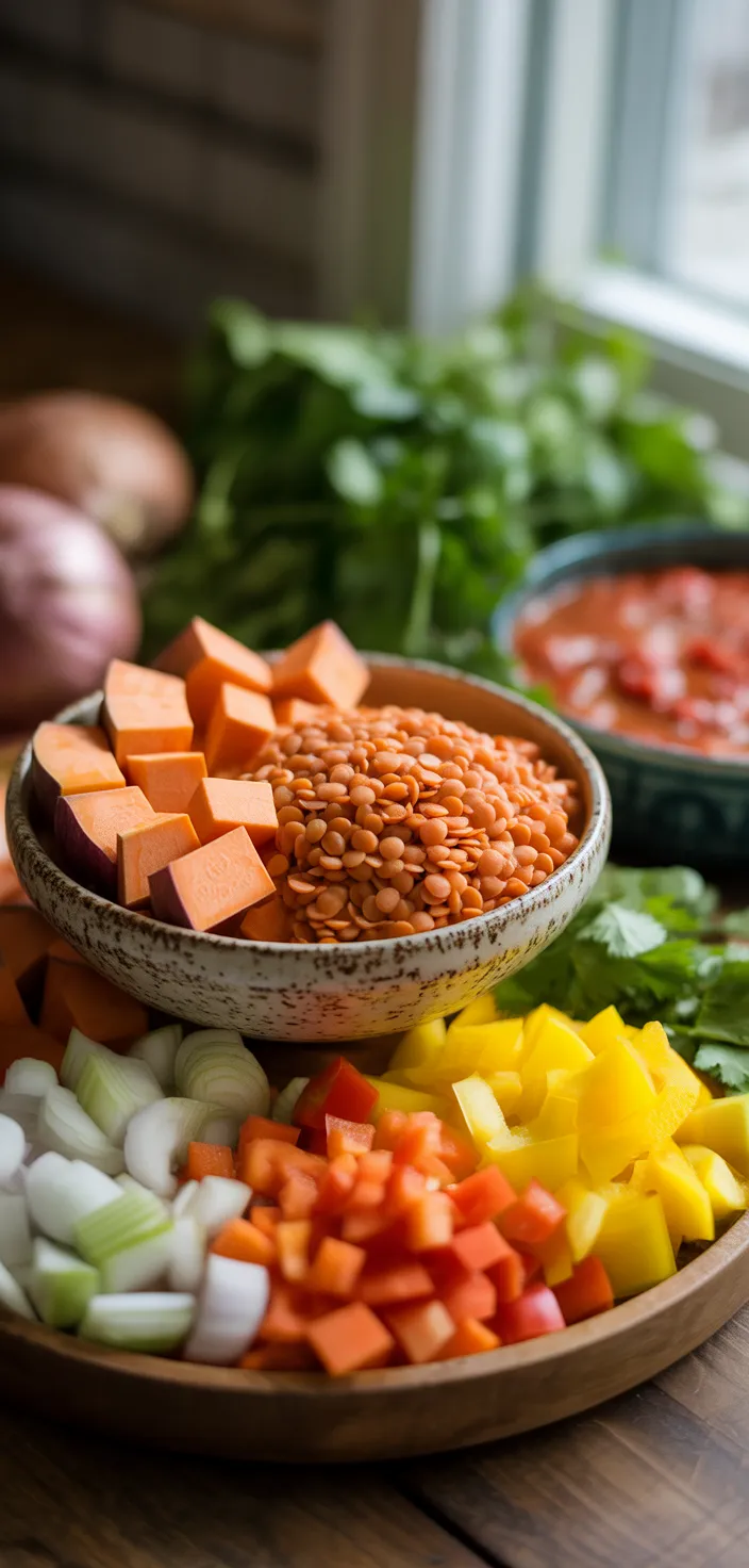 Ingredients photo for Vegan Sweet Potato Lentil Chili Recipe