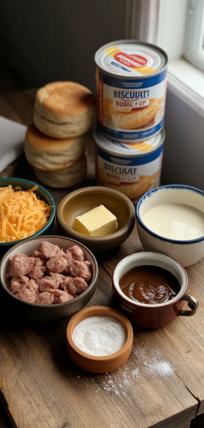 Ingredients photo for Biscuit And Gravy Bubble Up Recipe