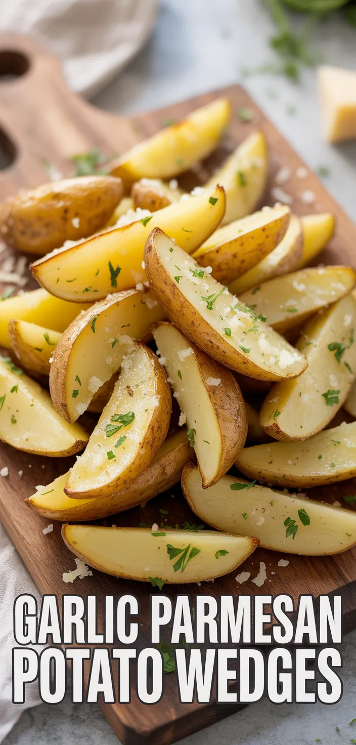 A photo of Easy Crispy Garlic Parmesan Oven Baked Potato Wedges Recipe