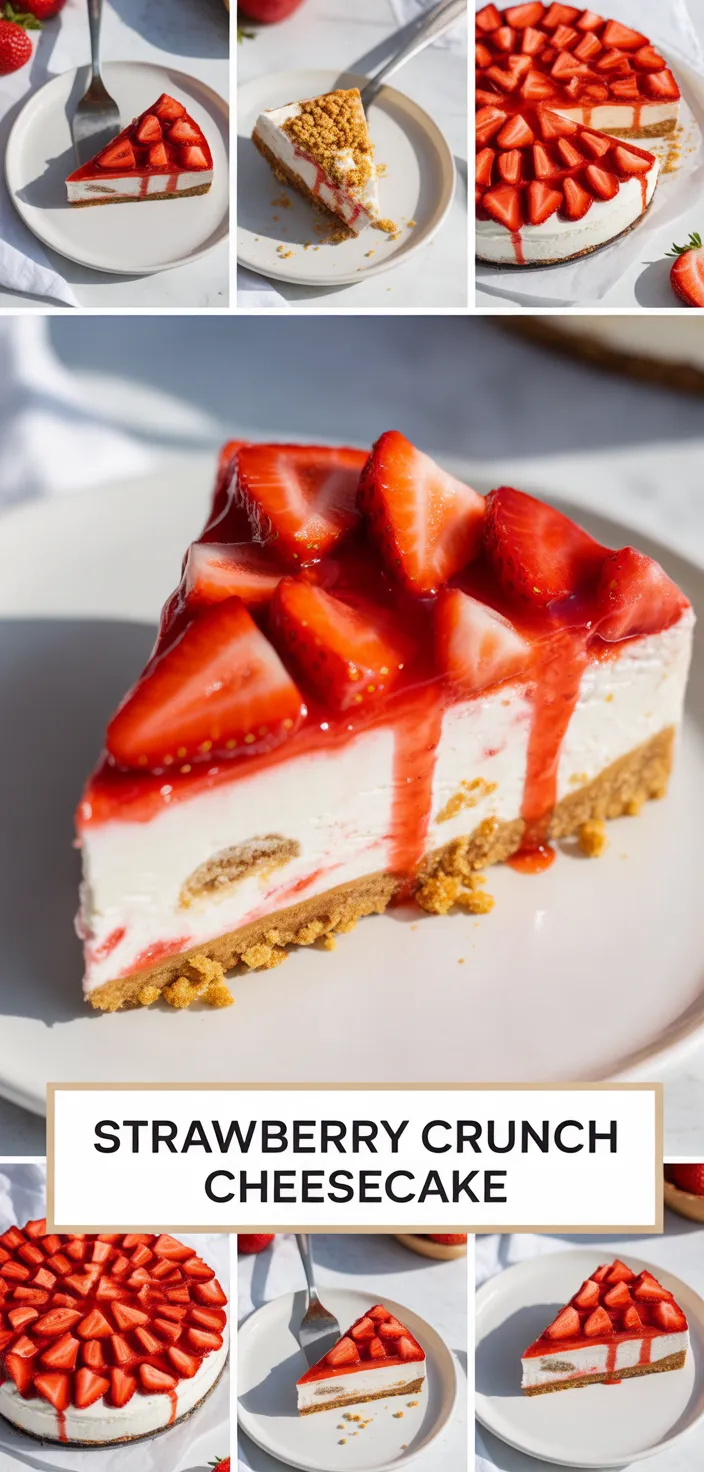 A photo of Strawberry Crunch Cheesecake Cake Recipe [Video]