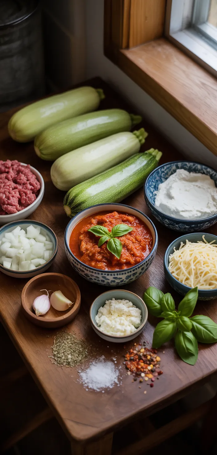 Ingredients photo for Easy Zucchini Lasagna Recipe
