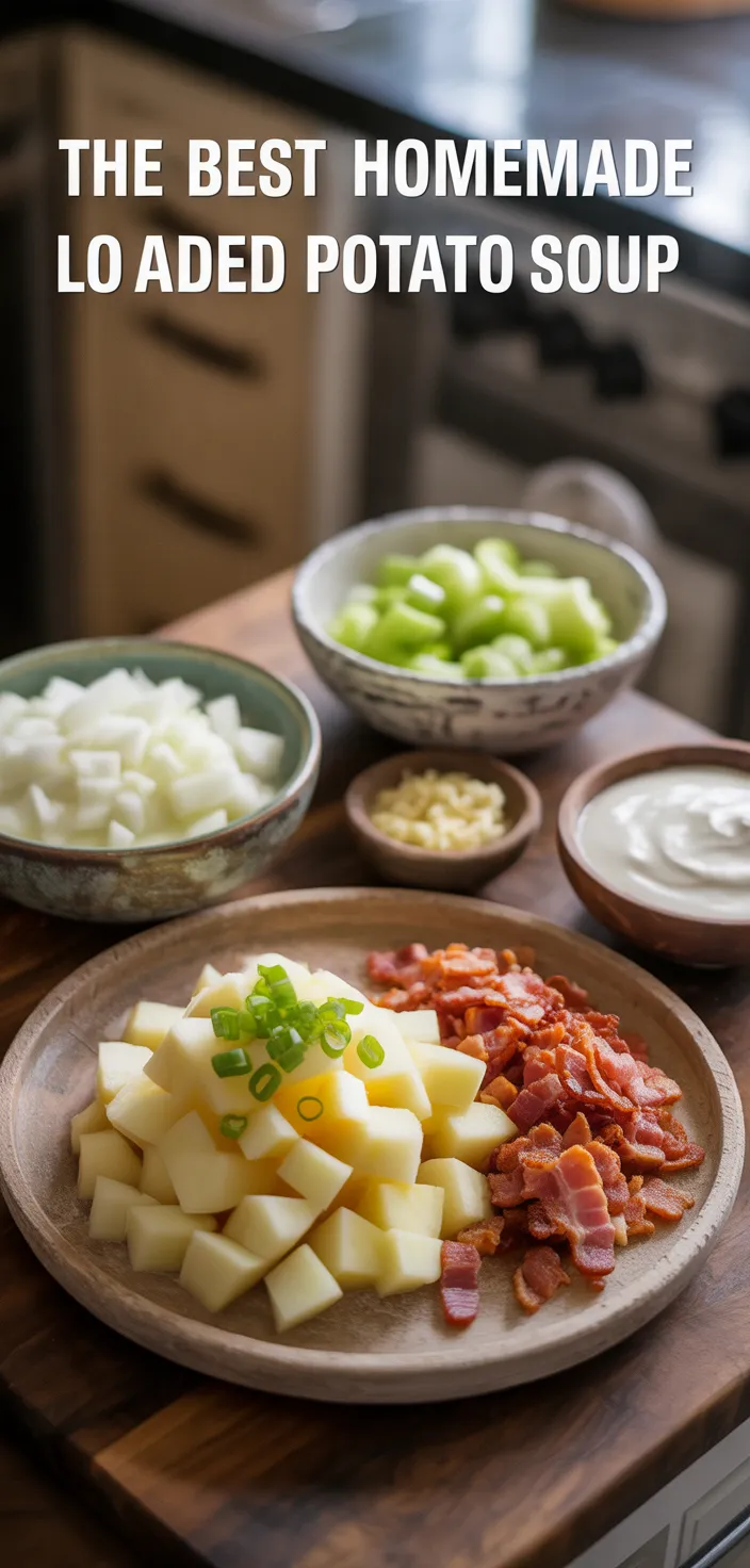 Ingredients photo for The Best Homemade Loaded Potato Soup Recipe