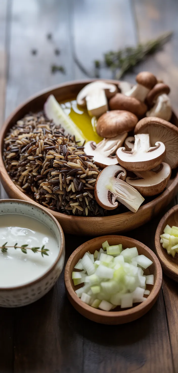 Ingredients photo for Vegan Mushroom Wild Rice Soup Recipe
