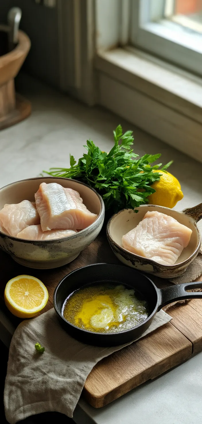 Ingredients photo for Baked Lemon Butter Cod Recipe