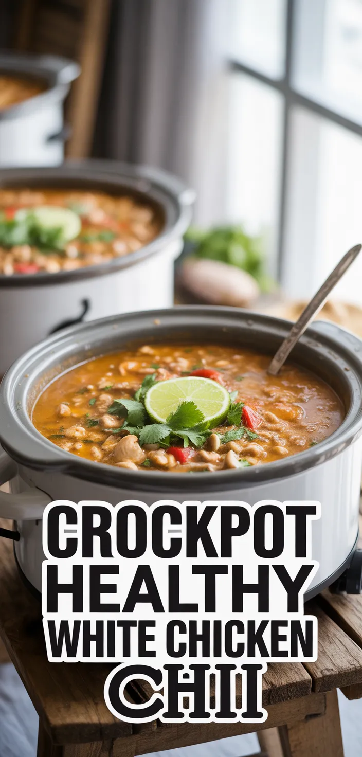 A photo of Crockpot Healthy White Chicken Chili Recipe