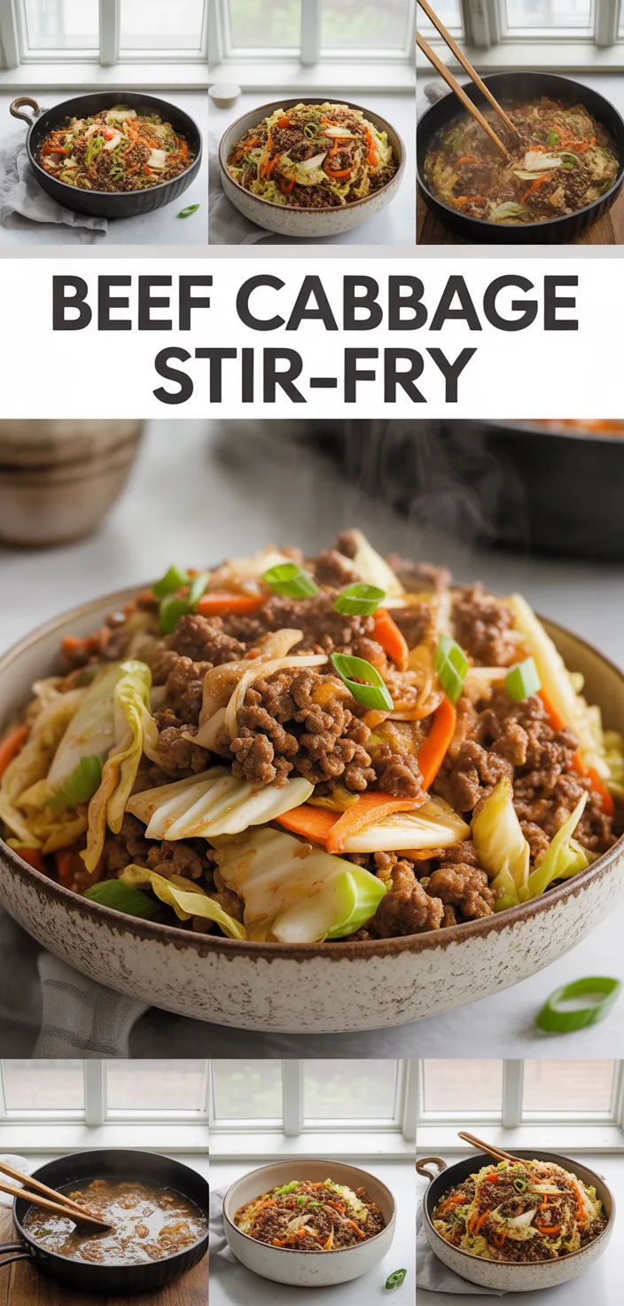 A photo of Ground Beef And Cabbage Stir Fry Recipe