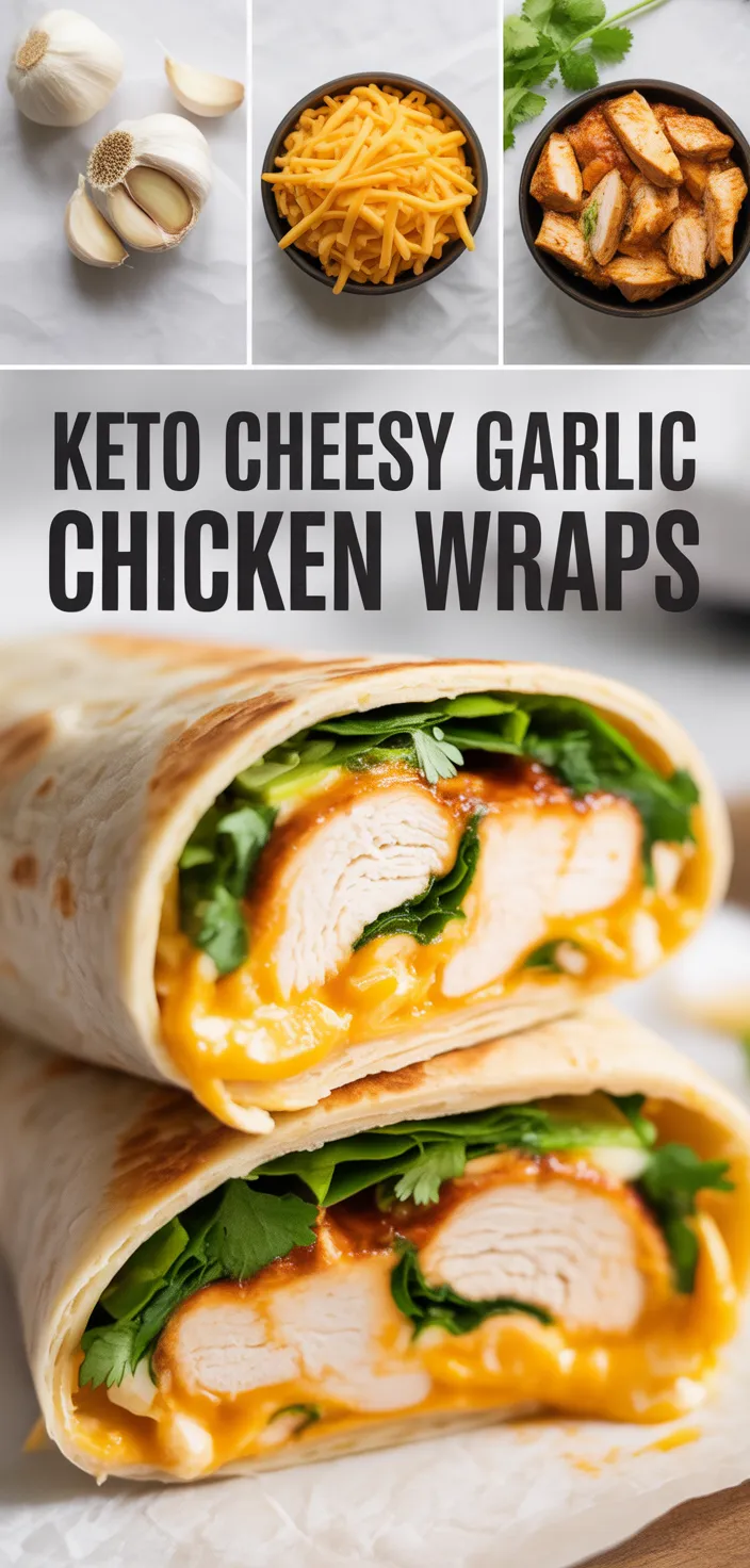 A photo of Keto Cheesy Garlic Chicken Wraps Recipe