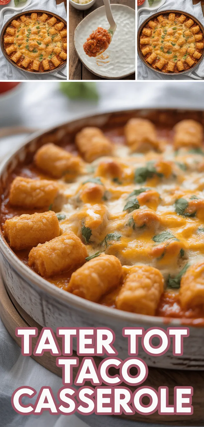 A photo of Taco Tater Tot Casserole (Oven Recipe)