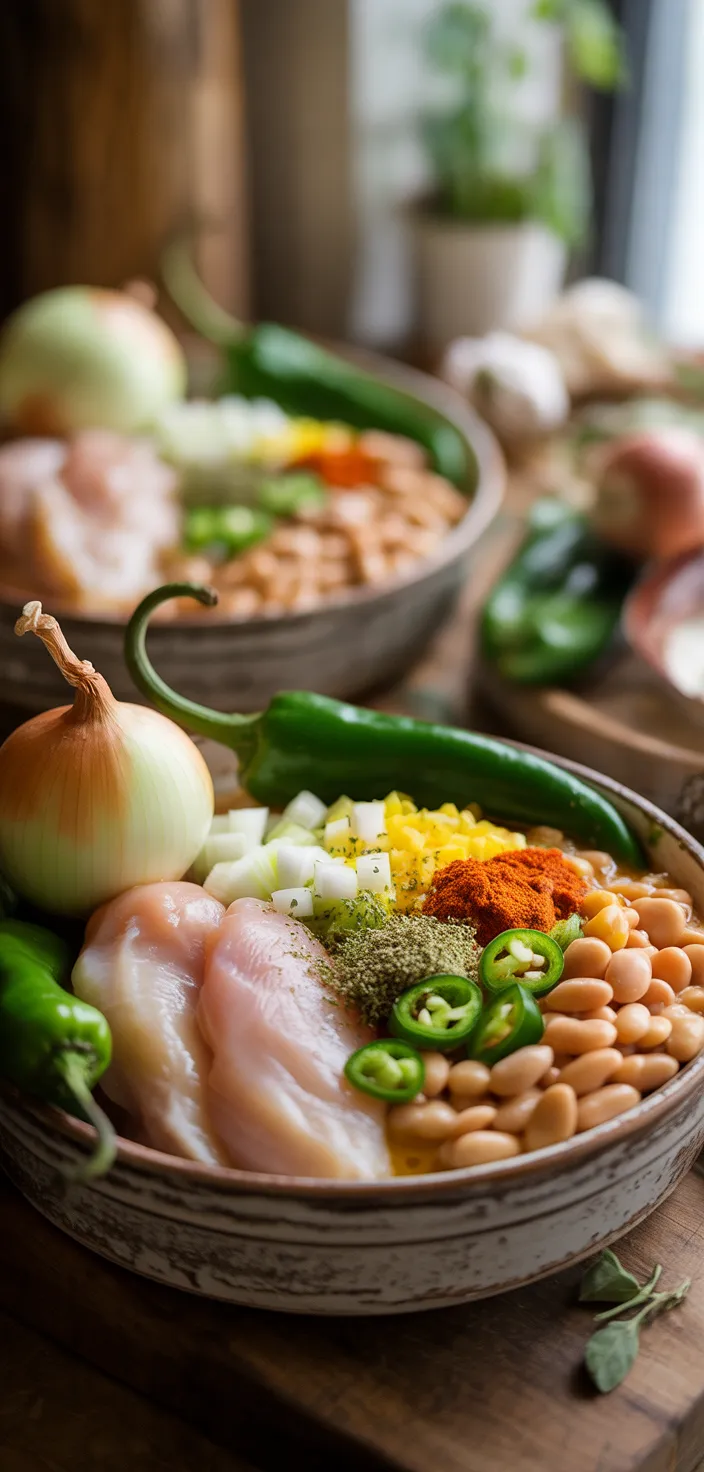 Ingredients photo for Crockpot Healthy White Chicken Chili Recipe