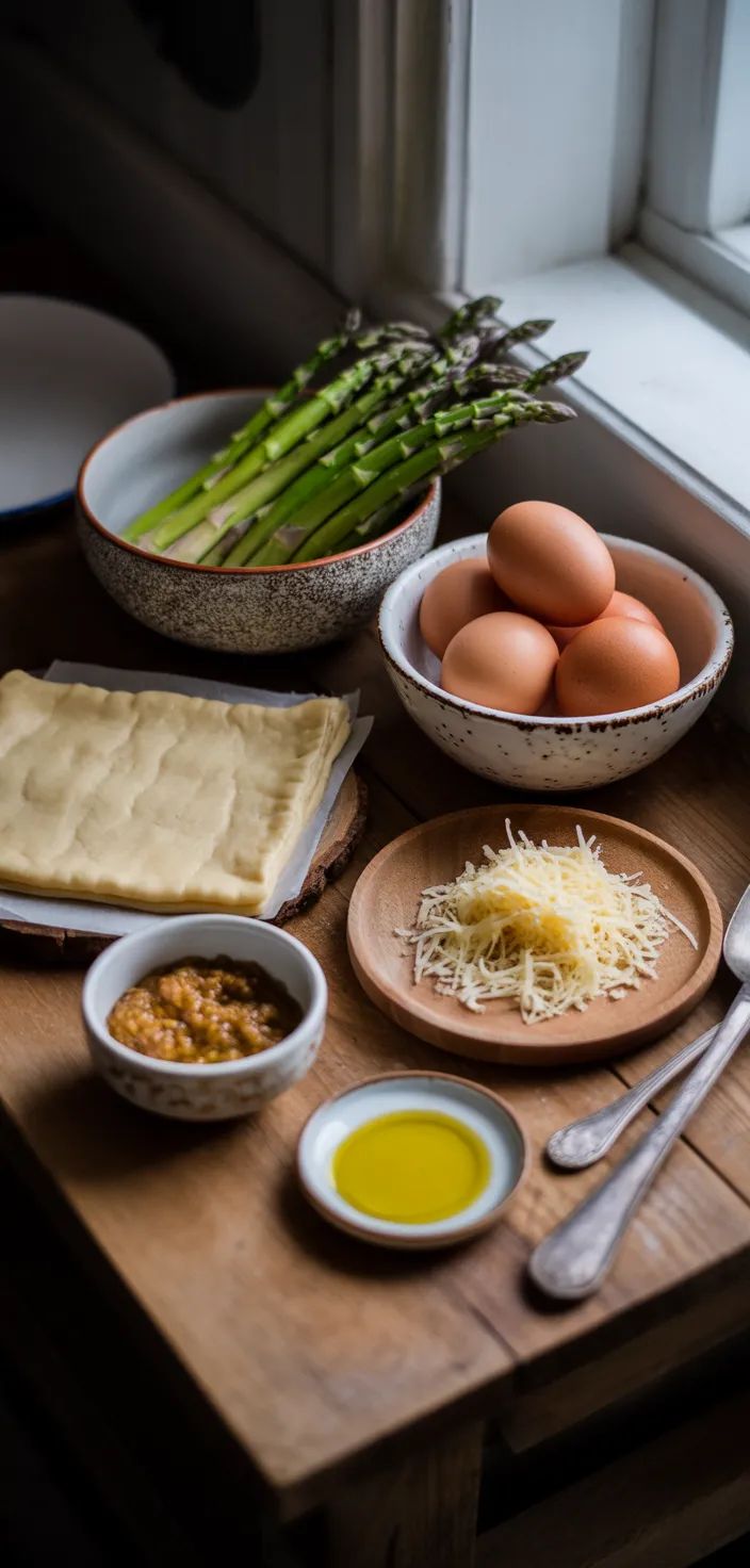 Ingredients photo for Deliciously Easy Asparagus And Cheese Mini Tarts Recipe