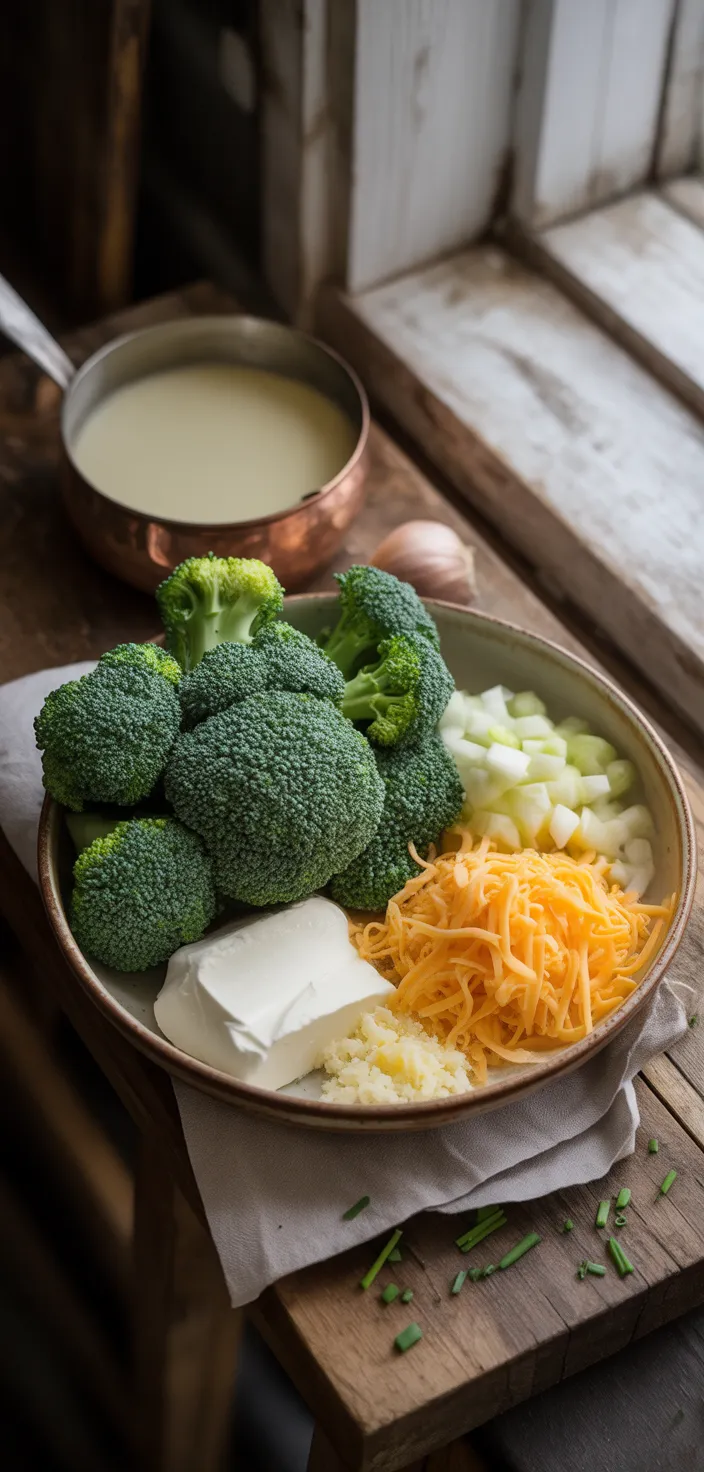 Ingredients photo for Keto Broccoli Cheddar Soup Recipe