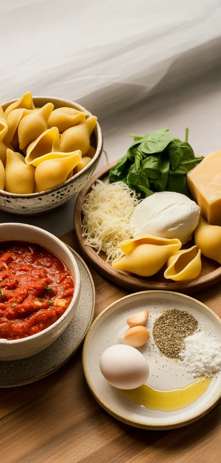Ingredients photo for Slow Cooker Stuffed Shells With Spinach Recipe
