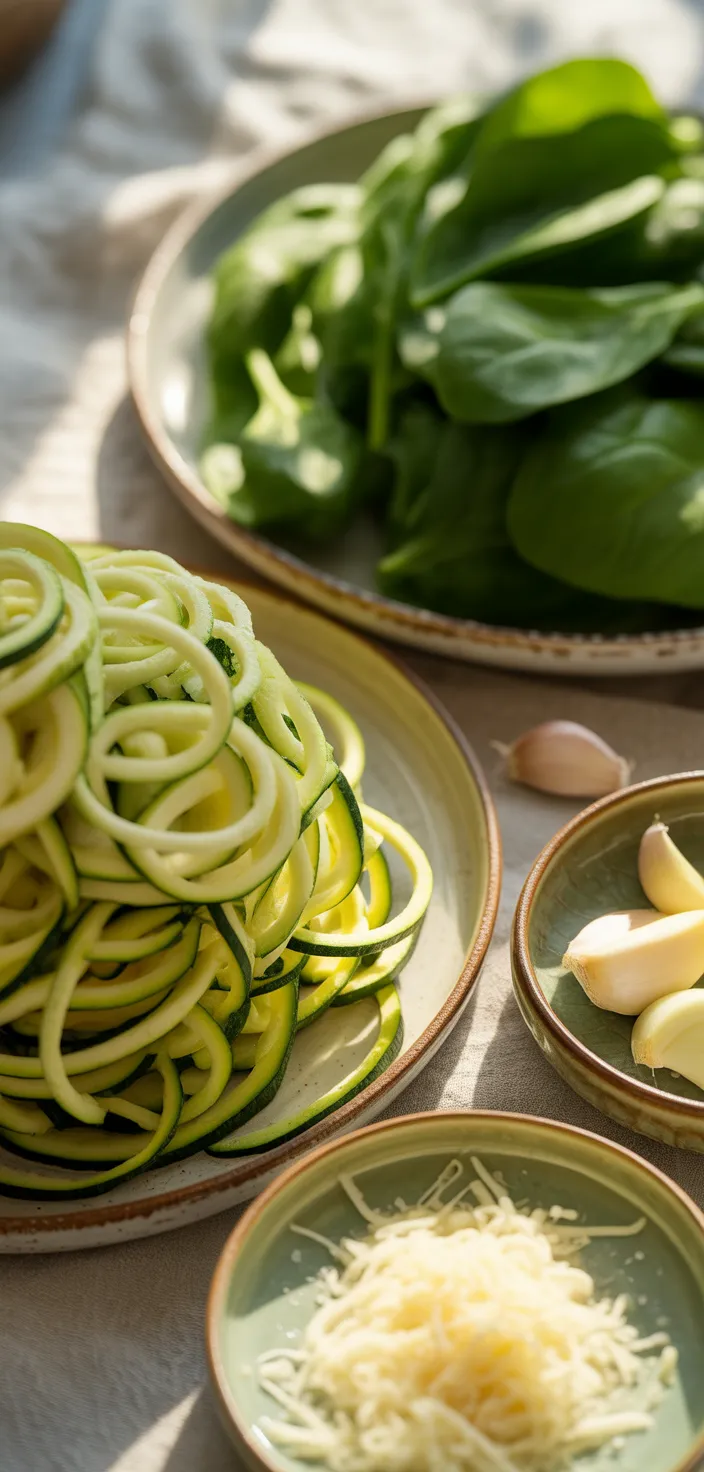 Ingredients photo for Spinach Parmesan Zucchini Noodles Recipe