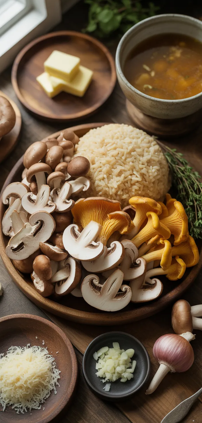 Ingredients photo for Wild Mushroom Risotto Recipe
