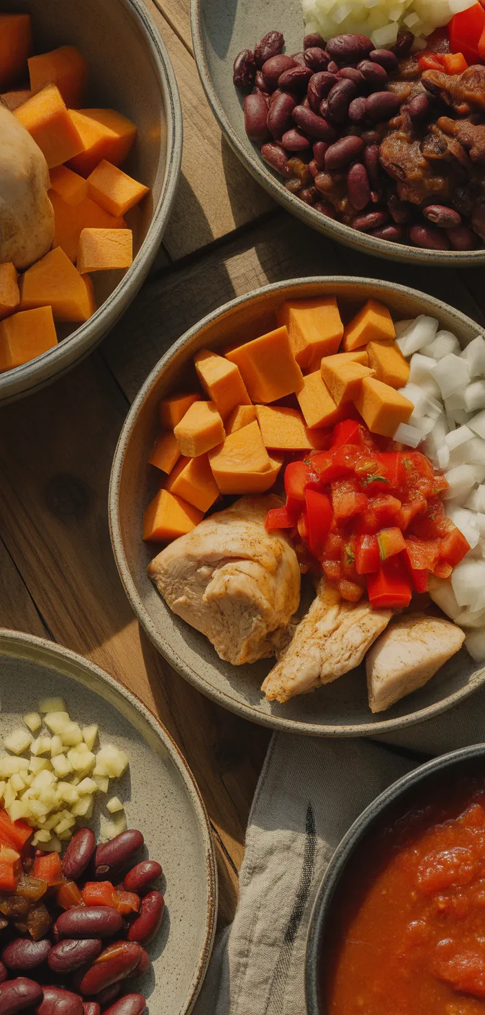 Ingredients photo for AMAZING Sweet Potato Chicken Chili Recipe