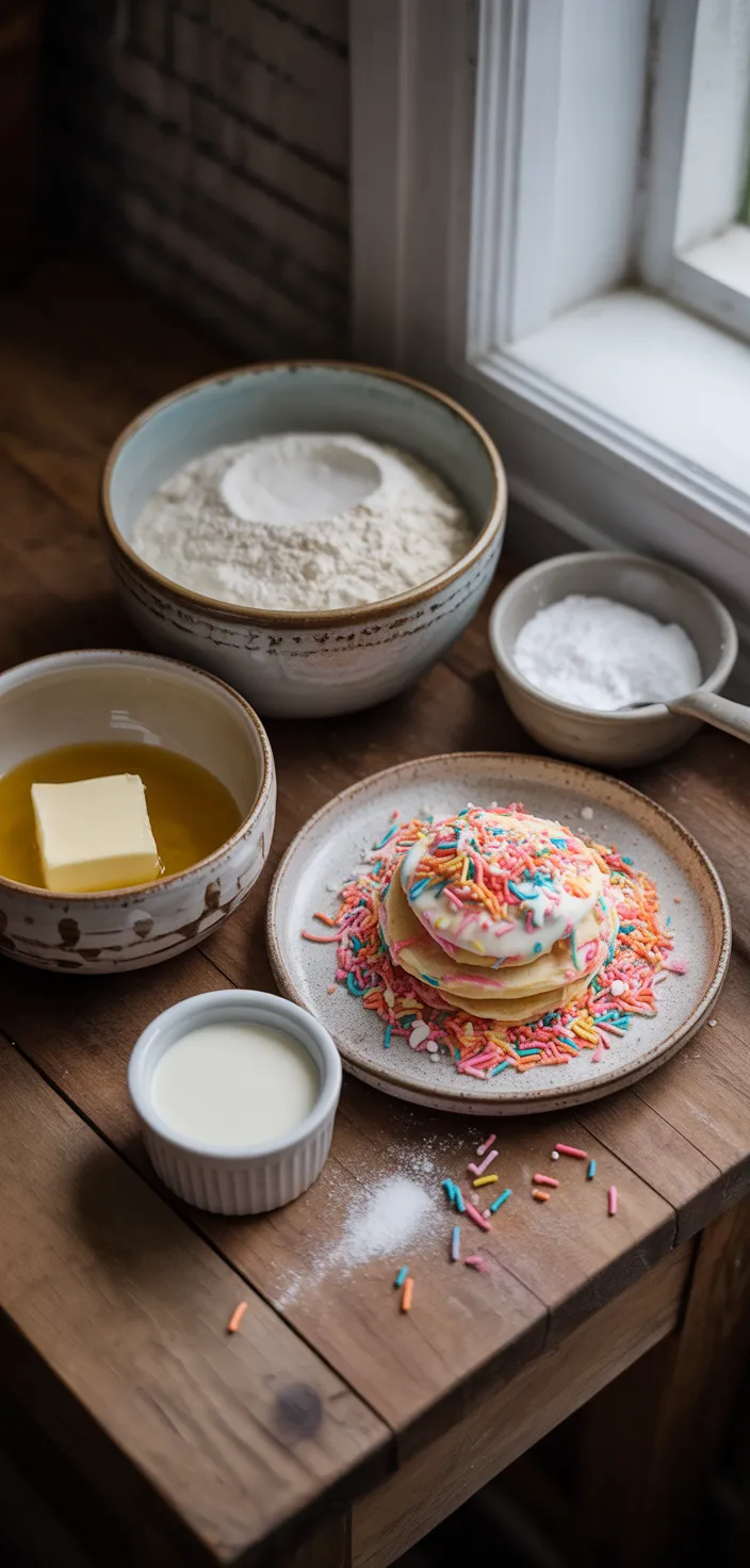 Ingredients photo for Cake Batter Funfetti Pancakes Recipe