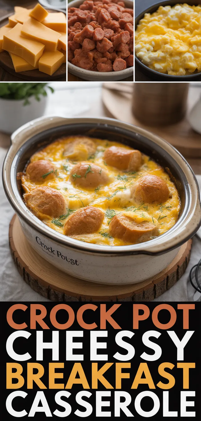 A photo of Crock Pot Cheesy Breakfast Casserole Recipe
