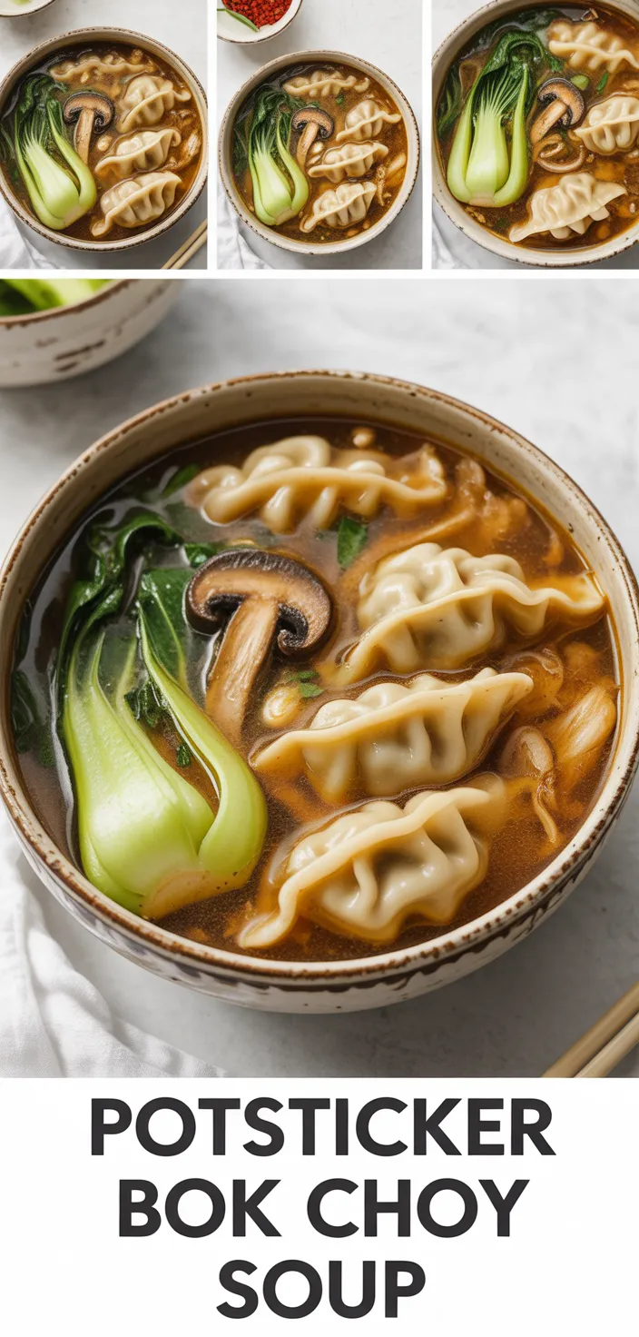 A photo of Potsticker Soup With Mushrooms & Bok Choy Recipe
